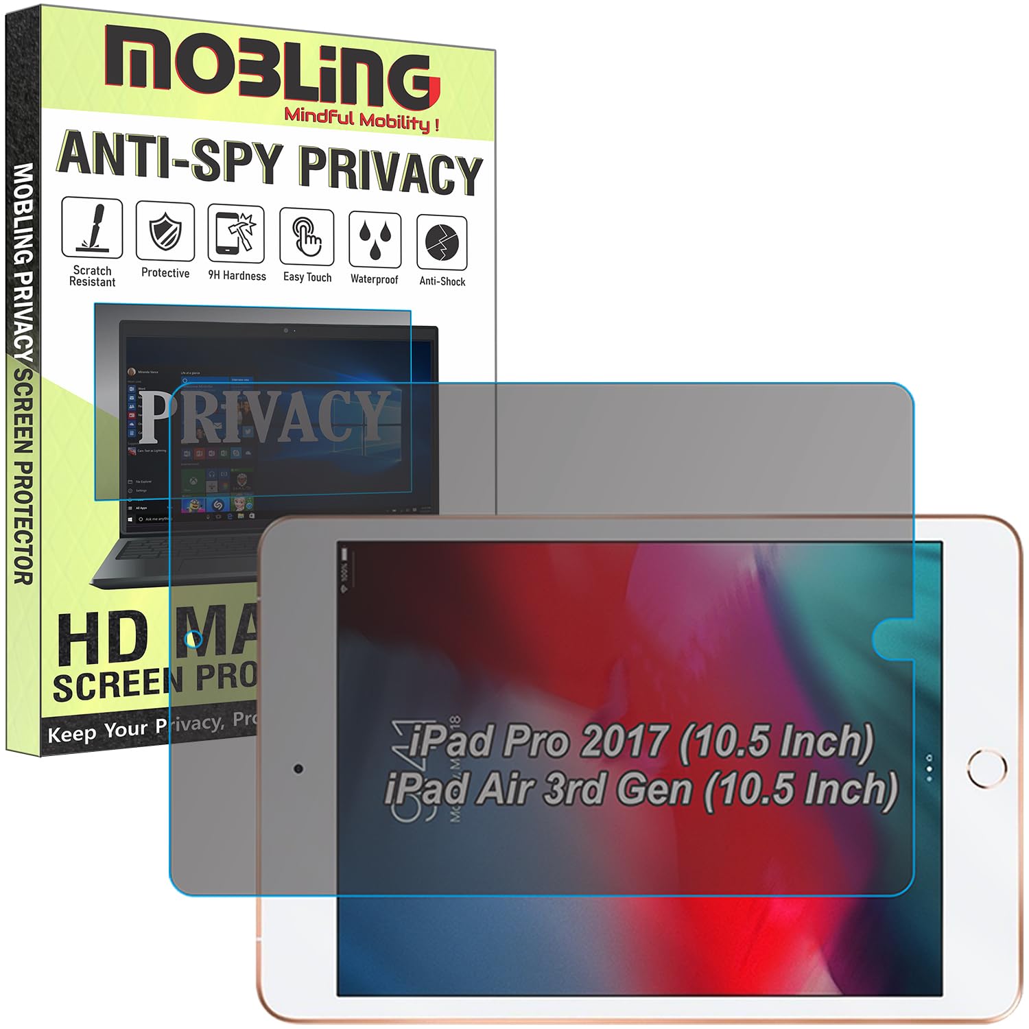 privacy matte anti spy screen guard compatible with ipad air 2019/ ipad air 3rd generation 10.5 inch (a2153/a2123/a2152) anti peep screenguard not a tempered glass screen protector