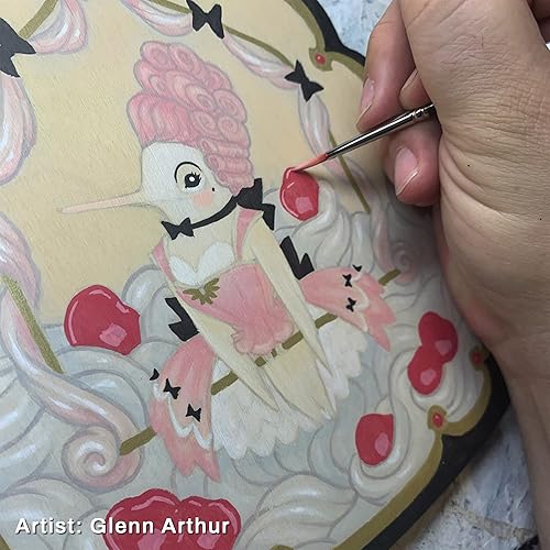 Miniatura 7 de Trekell Pinceles sintéticos - Juego de pinceles de pintura acrílica - Detalle profesional - Punta redonda y fina - Mangos de 6, 10 y 6 pulgadas