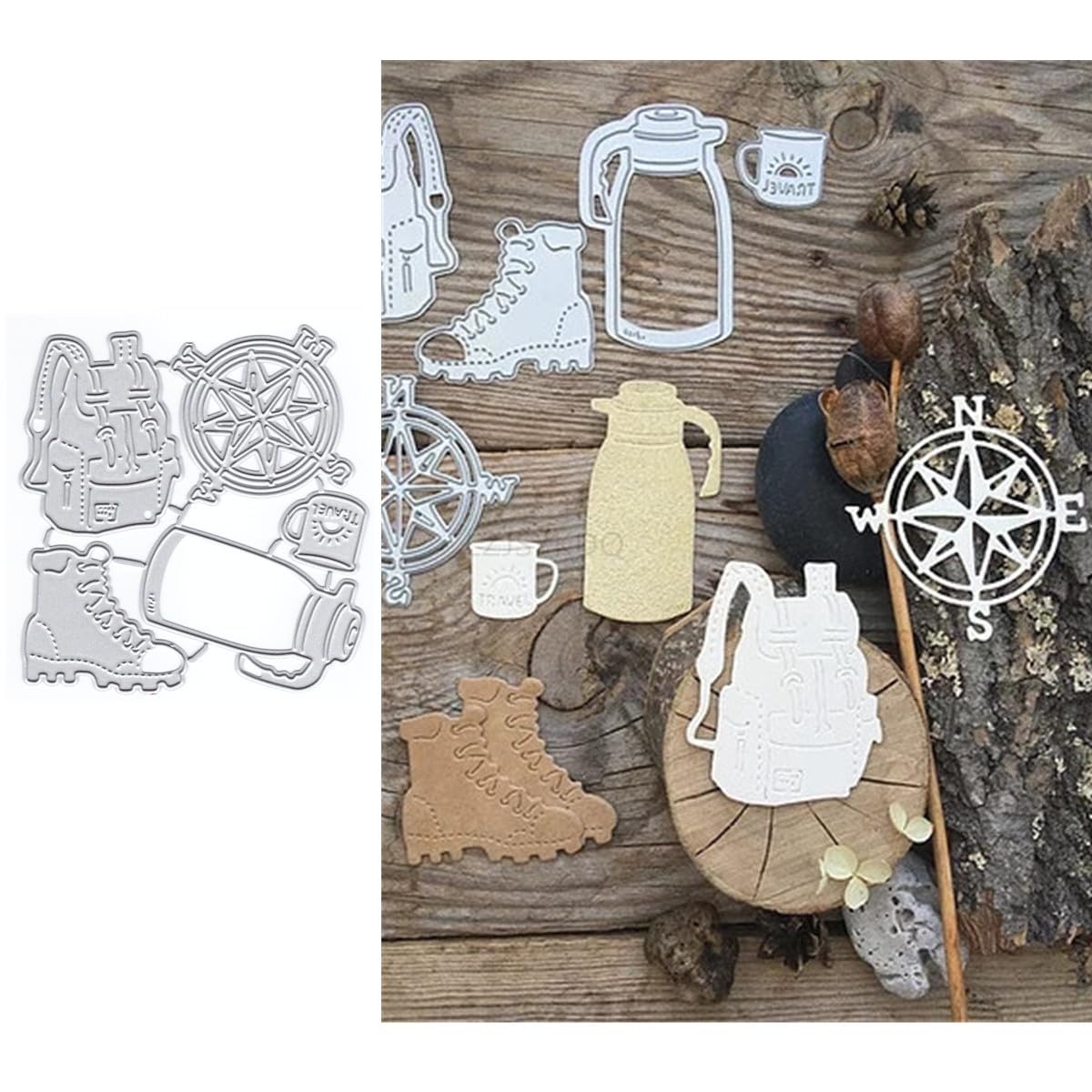 Backpack Die Cuts for Card Making, Compass Metal Cutting Dies for Paper Scrapbooking, DIY Stencils for Album Party Wedding Festivals Decoration — image 1