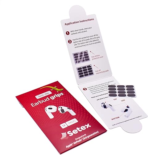 Miniatura 7 de Setex Gecko Grip Almohadillas de agarre antideslizantes diseñadas para Apple AirPods Gen 3 [cabe en el estuche de carga] Máximo rendimiento de sudor