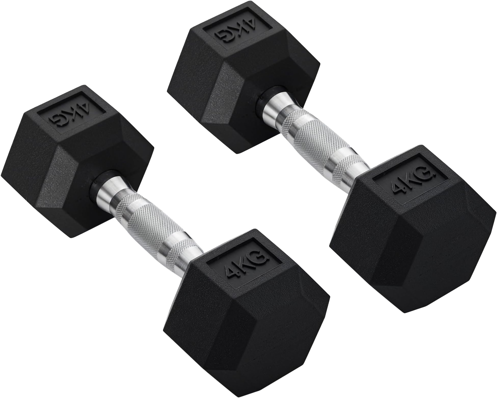 HOMCOM 2x4kg/2x5kg/2x6kg/2x8kg/2x10kg Rubber Hex Dumbbell Set Anti-Rolling Free Weights Dumbbells Pair with Knurled Grip for Home Gym Strength Training Exercise