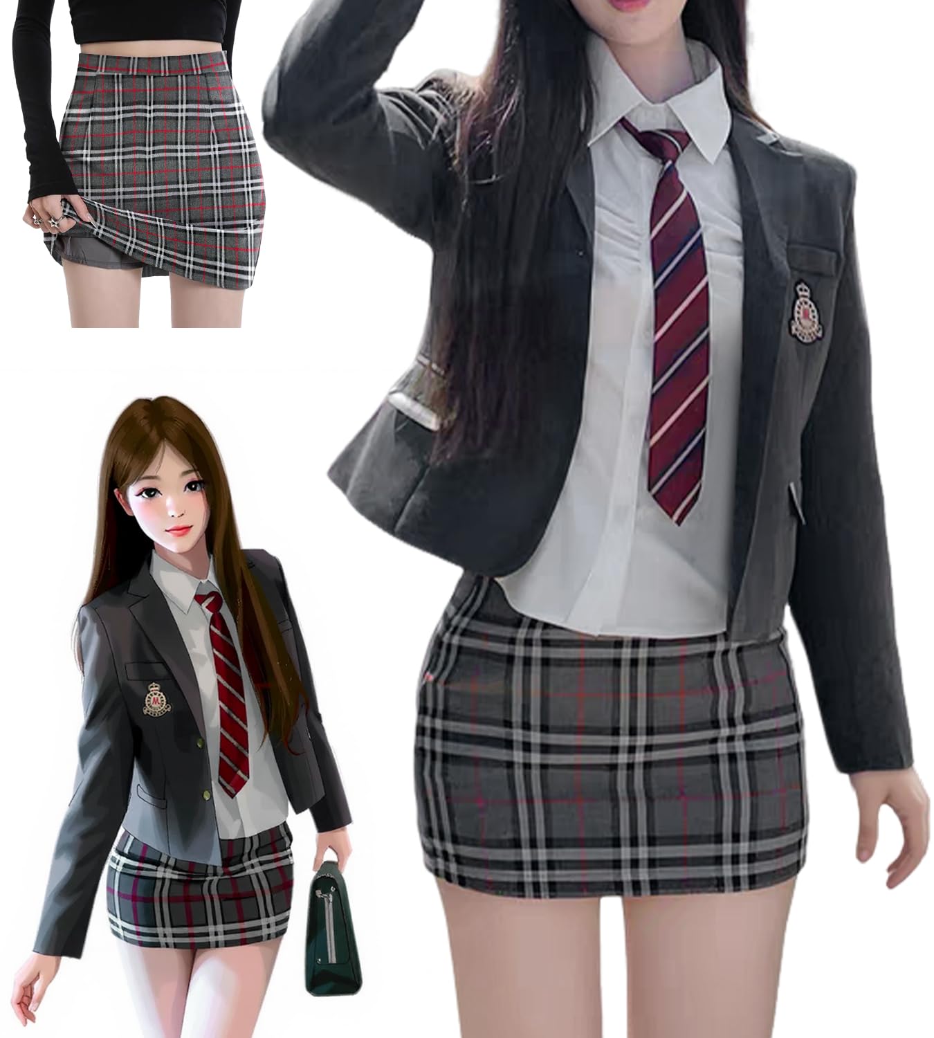 Amazon.co.jp: [JIURUN] 制服 ロリータ 5点セット 韓国 制服 ブレザー 