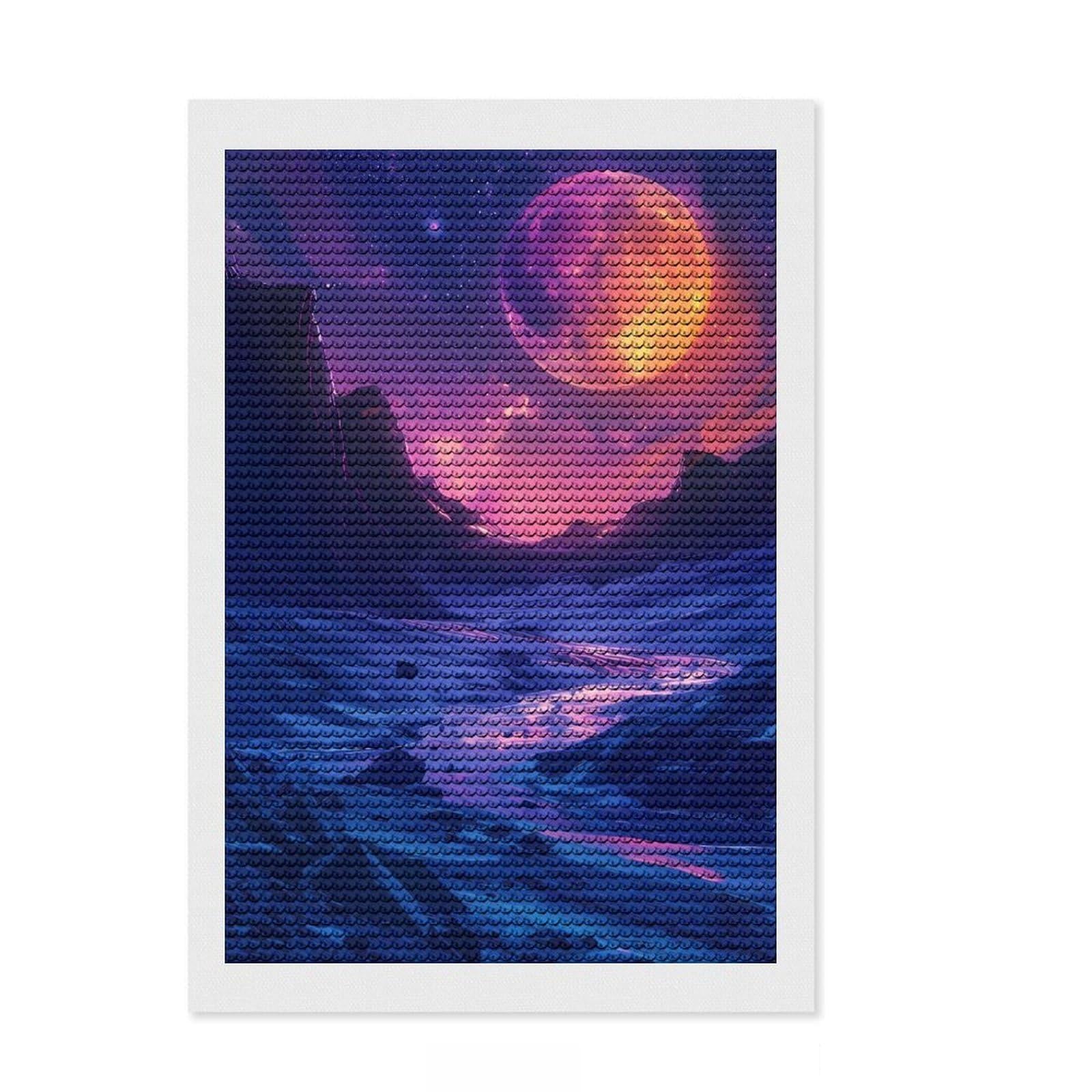 Junmoney Galactic Stream Planet Diamond Painting Set 8"x12", with Tool Kit, Office Decor, Creative Hobby, Fun Craft Activity, Winter Craft
