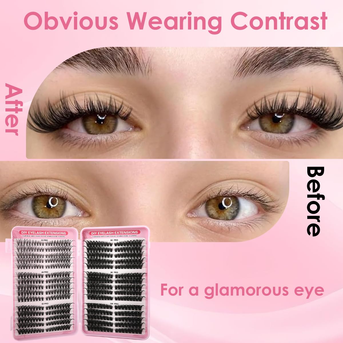 MAYCREATE® 540PCS Lash Clusters Cluster Eyelash Extensions D Curl Natural Wispy Eyelash Clusters Mega Volume Reusable Individual DIY Lashes Super Thin Band and Soft 2