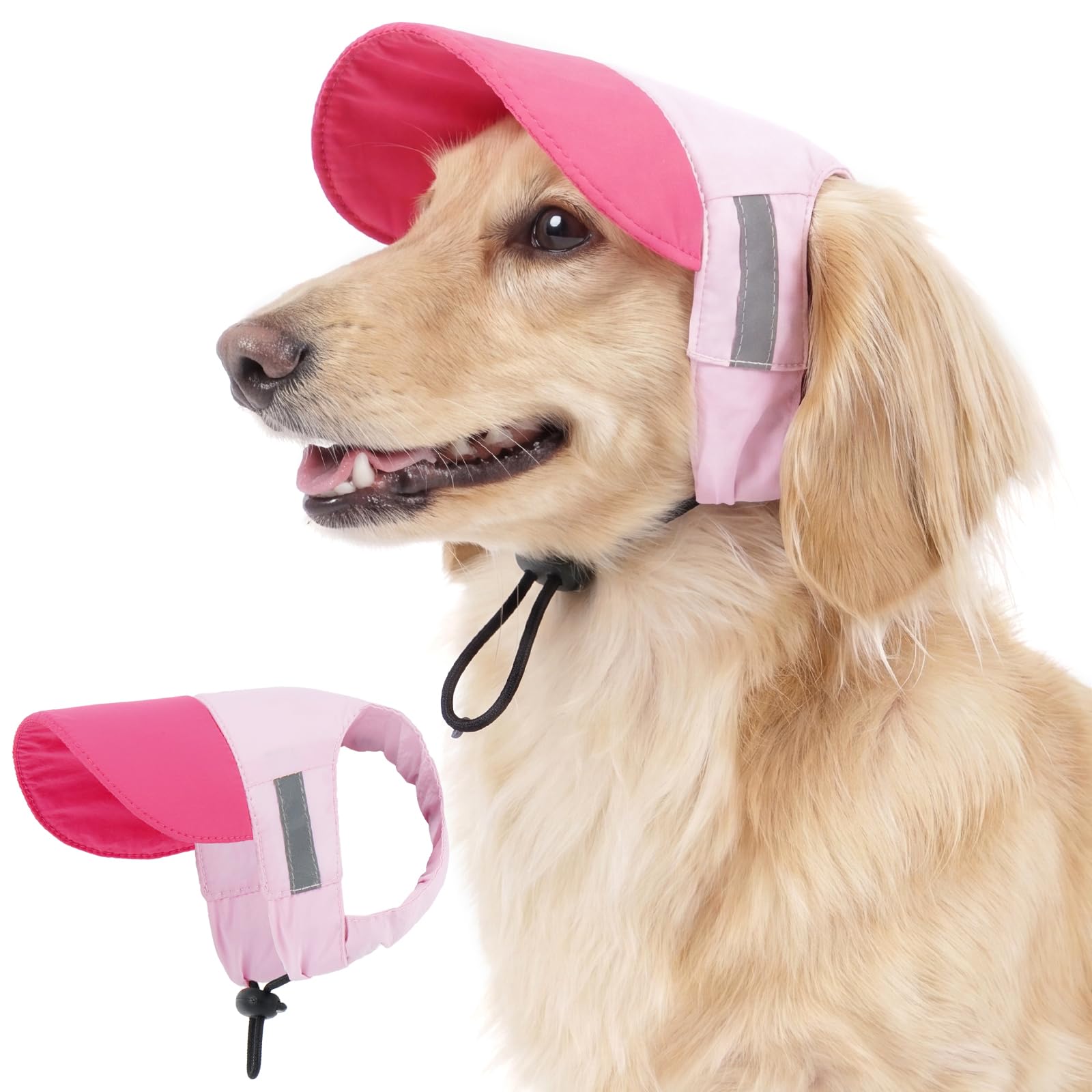Kuoser Dog Sun Hat Baseball Cap Adjustable with Ear Holes Sun Shade, Pink M
