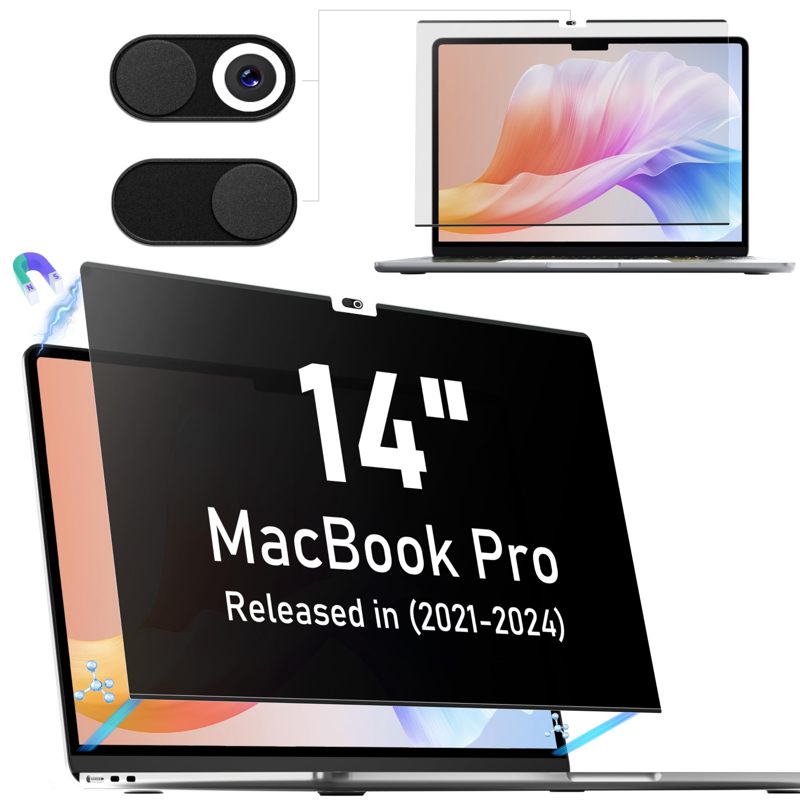 Filtre de confidentialité MacBook Pro 14.2 premium avec fixation magnétique