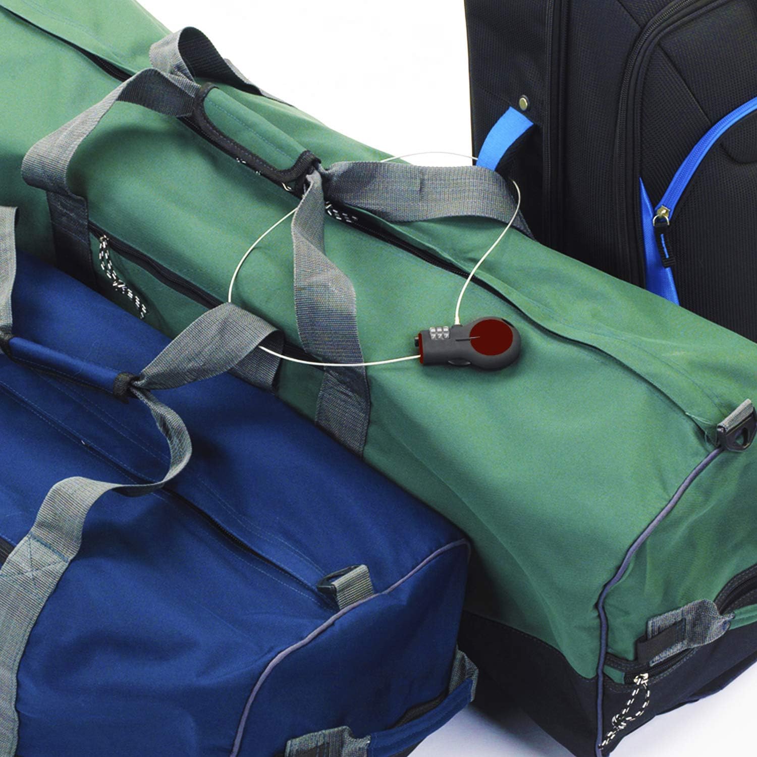  | Lewis N. Clark TSA Approved Padlock & Bike Lock for Luggage + Travel, Set Your Combo w/30in Retractable Steel Cable, Red | Luggage Locks