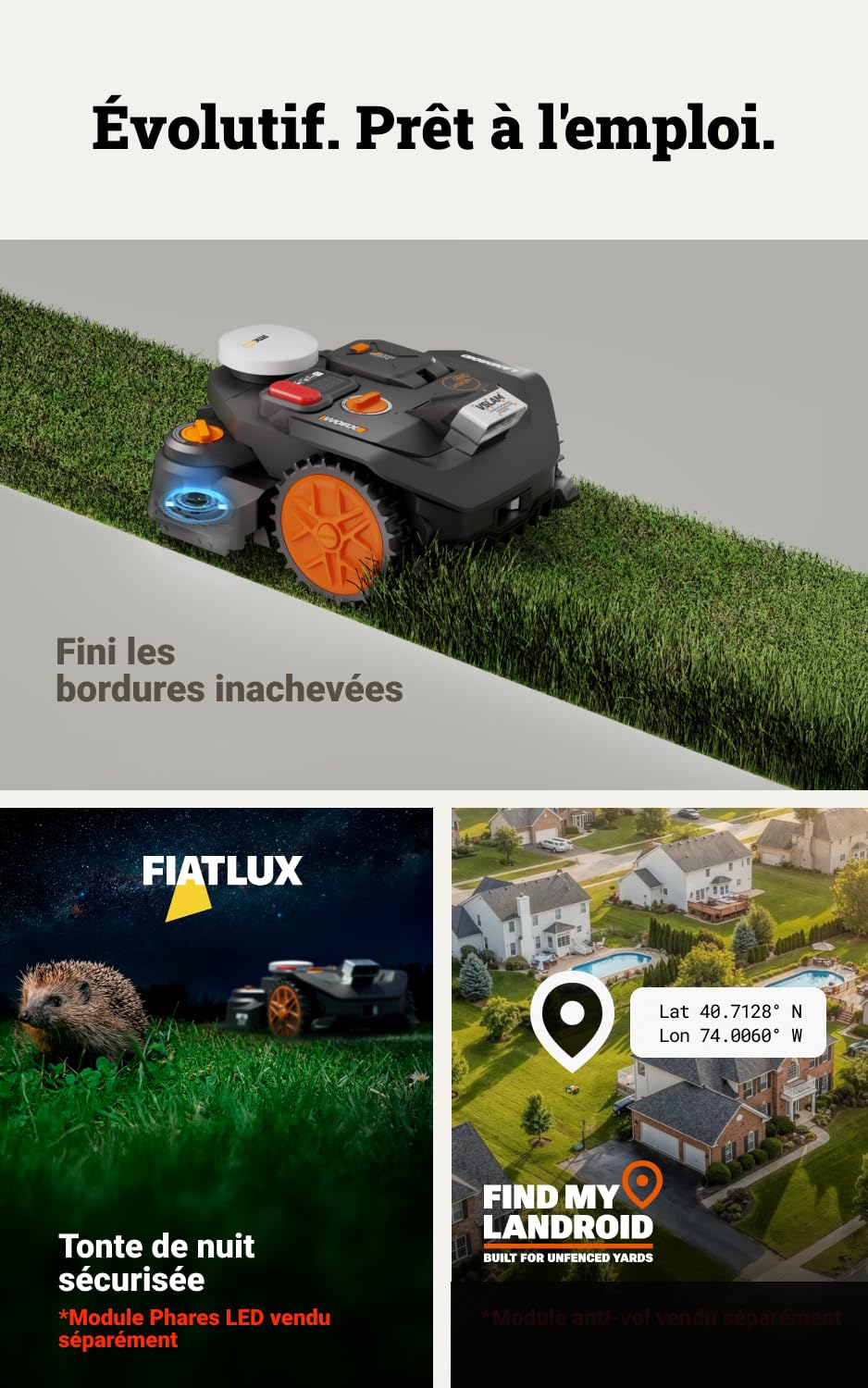 WORX Vision Cloud 2WD WR306E Robot Tondeuse 600 m² sans Fil périphérique + Garage + Antivol (évitement d'obstacles par IA, Navigation VSLAM + RTK Cloud, cartographie Automatique, Cut-to-Zero)