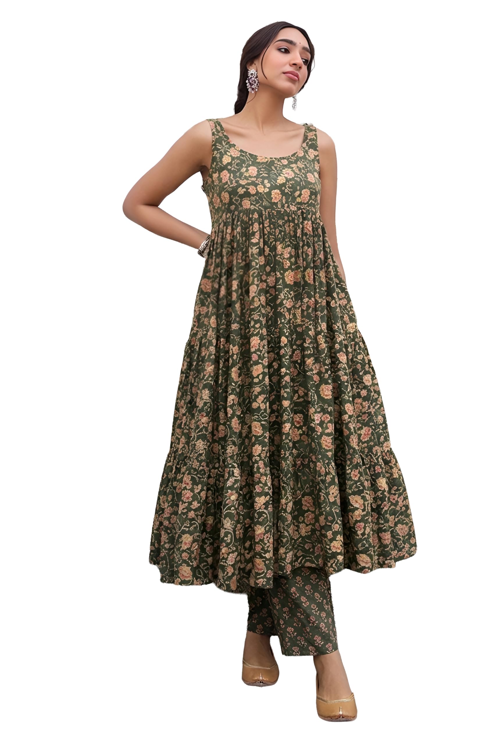 janasya Pure Cotton Kurta & Pant Set for Women Floral Print Ethnic Wear-picture-34