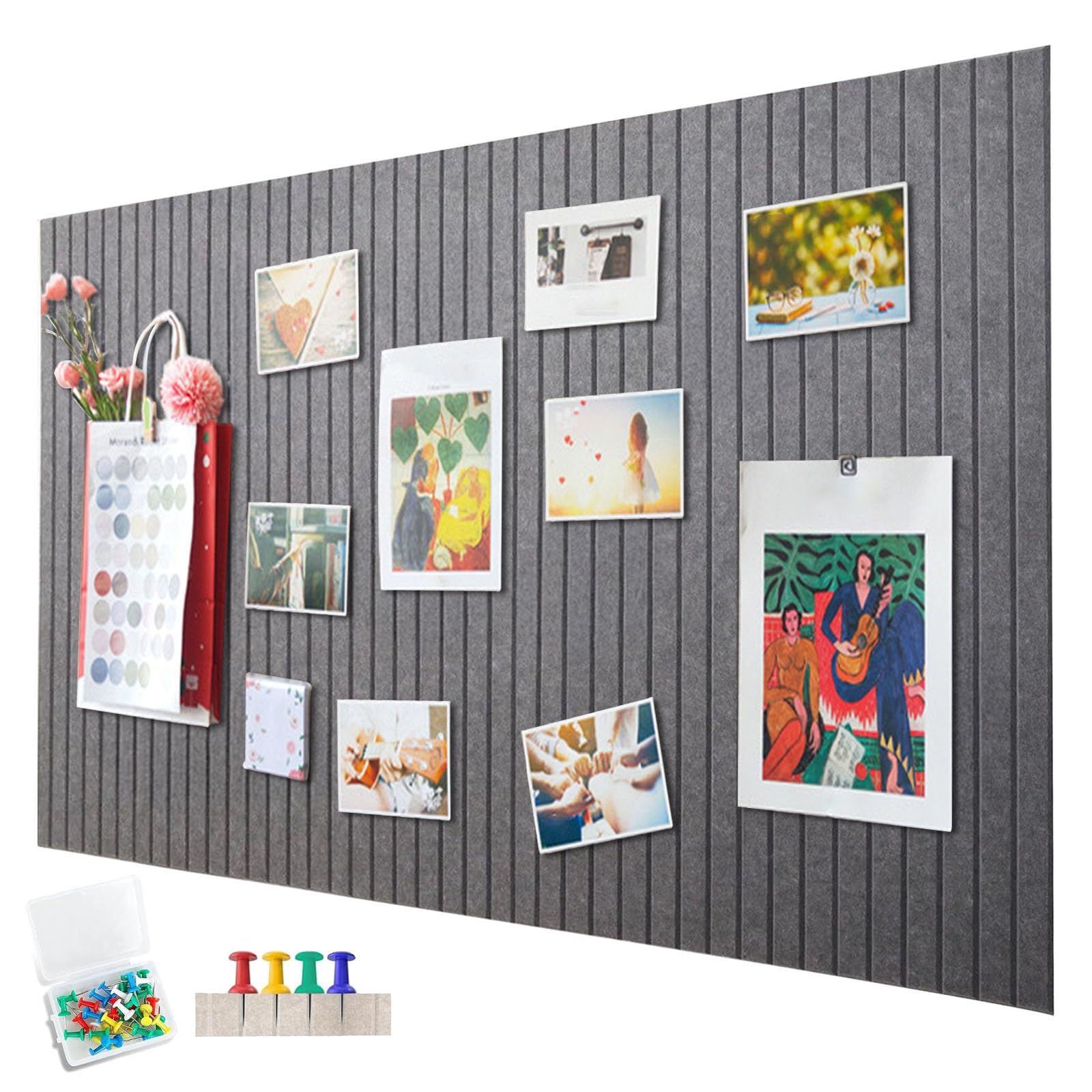 Felt Bulletin Board Tiles AKTOP Large Office Cork Board 60" X 36", Foldable Felt Notice Pin Board For Wall, Decorative Bulletin Board Photo Display Board With Memo Board