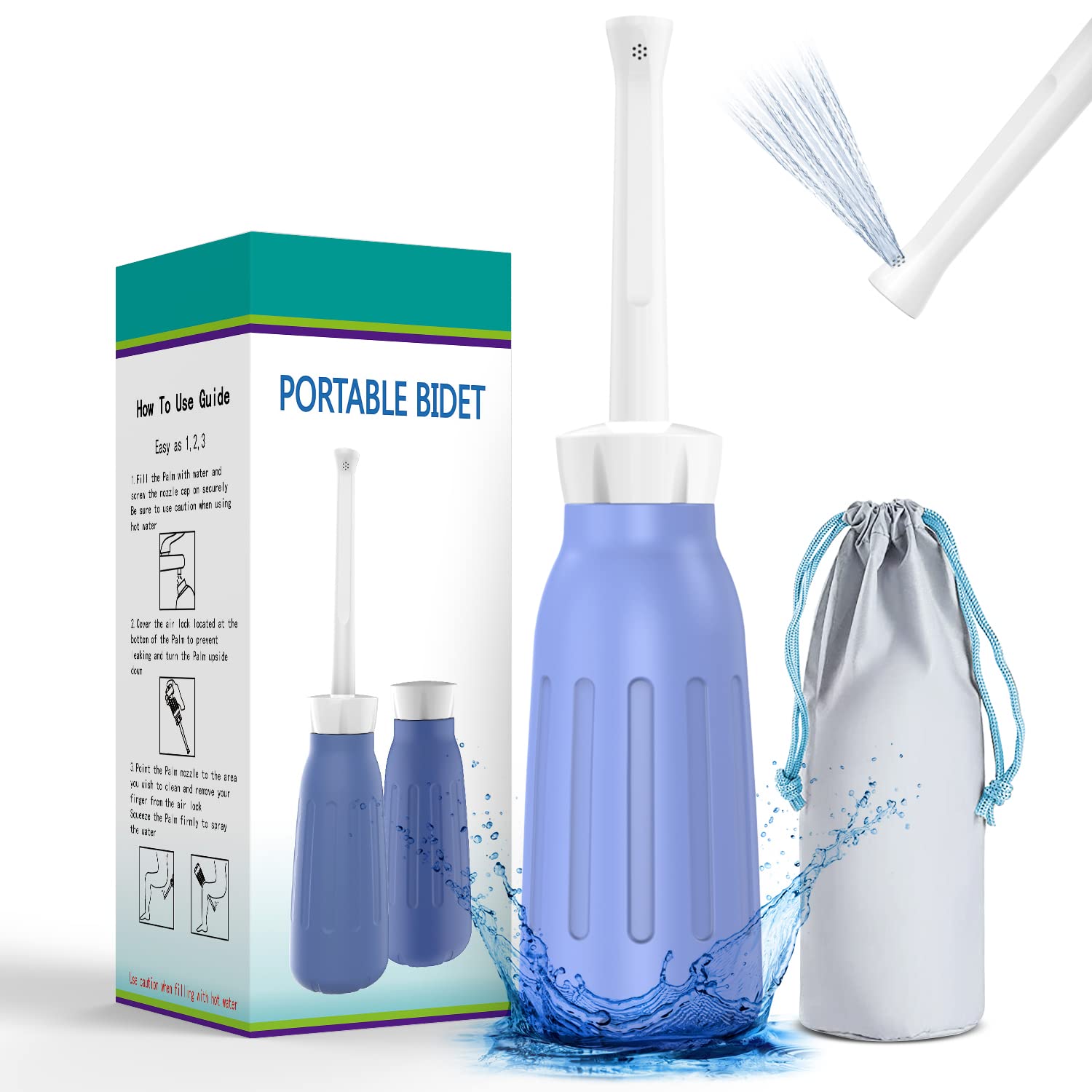 LOEXCARE 400ml Portable Bidet, Plastic Retractable Handheld Bidet of Antislip, Portable Jet Spray for Toilet with Travel Bag (Purple Blue) (B0B1XMC7JS) Amazon Price History, Amazon Price Tracker