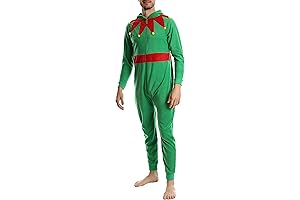 Men's Christmas Cozy Elf Onesie: Holiday Cheer in a Snap