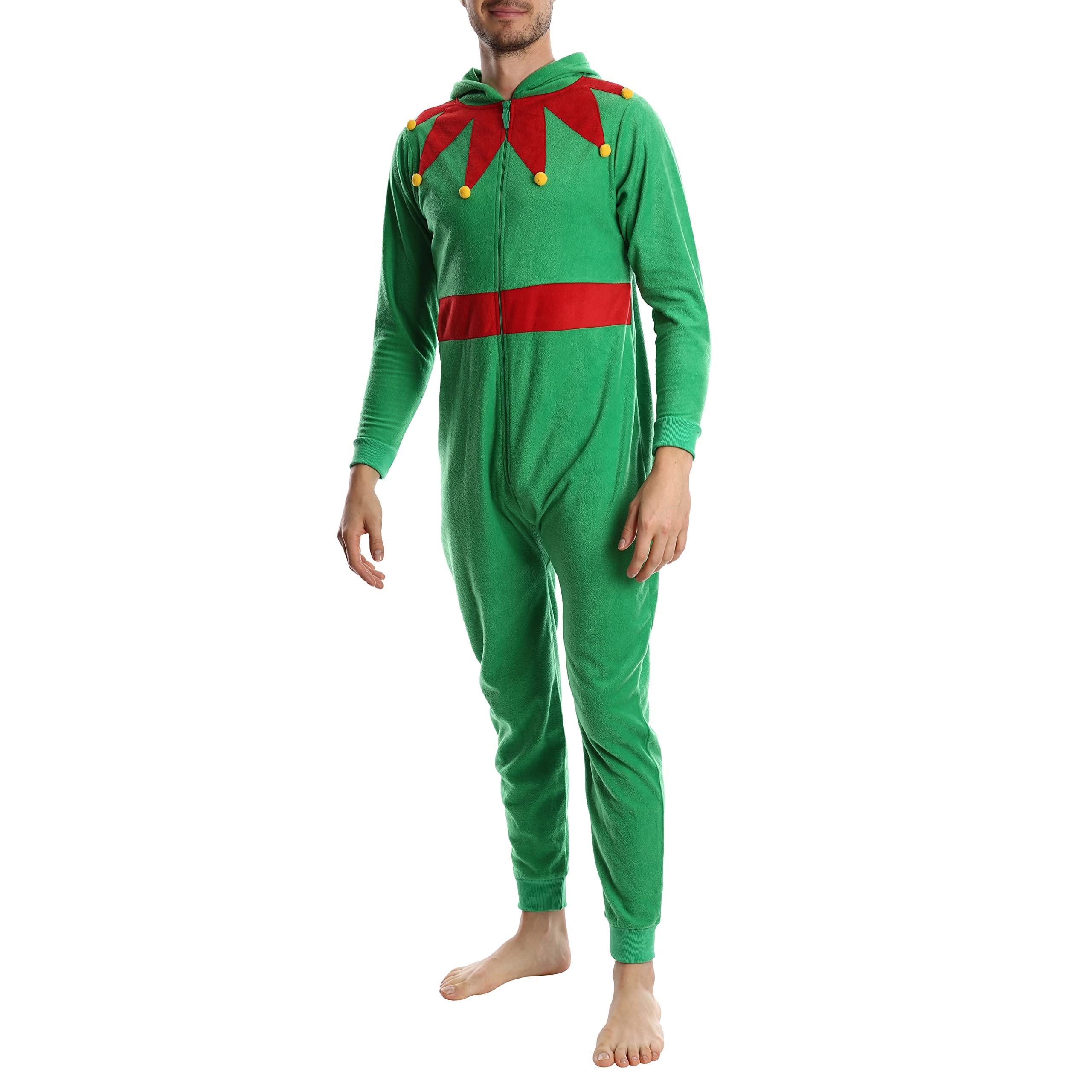 SLEEPHEROAdult Onesie for Men Adult Christmas Onesies Novelty Holiday Onesie Christmas Pajamas