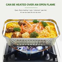 DODUOS 50 db Alumínium Grillező Tálca 22x15x5,5 cm - Eldobható Sütőforma Grillezéshez, Sütéshez, Fagyasztáshoz - Hőálló Ezüst Tepsik 7