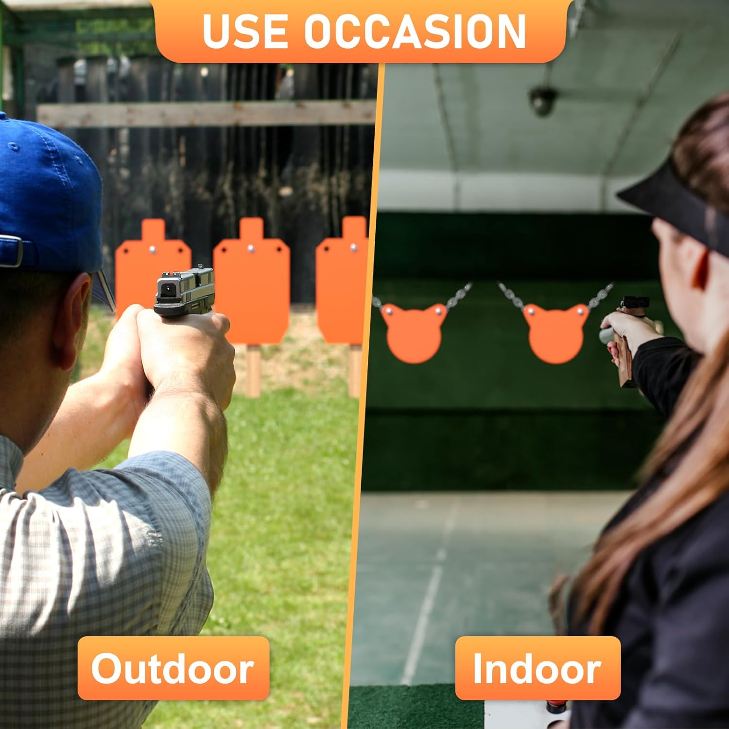 AR500 Steel Targets for Shooting, 1/2'' or 3/8'' Thick Silhouette Gong Combo Metal Targets for Shooting Laser Cut Steel