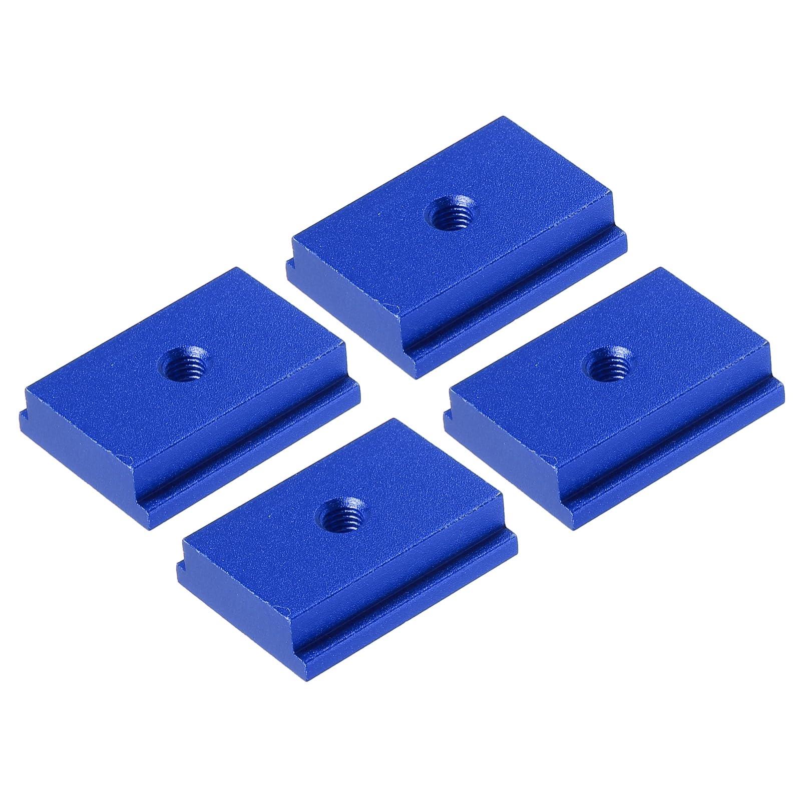M METERXITY Aluminum t Track (4Pcs, 1.2Inch, M5, Blue)- T-Slider for T-Slot Miter Slider, Double-Cut& Pre Drilled Mounting Holes, Apply to Woodworking/Fixtures/Crosscut Sled/Router Table