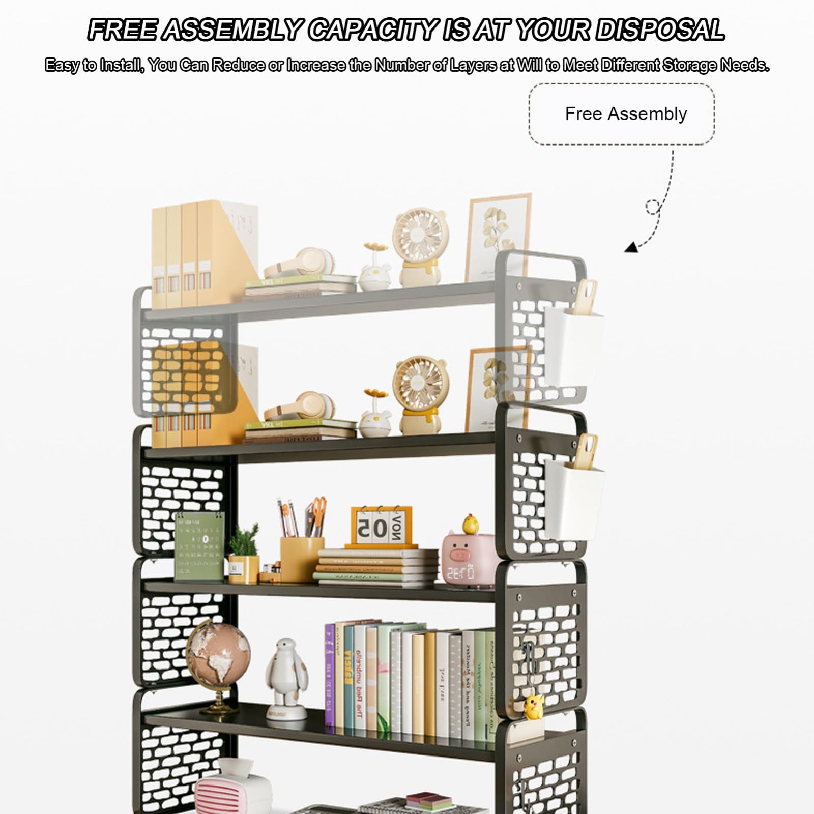Libreria compatta da scrivania, piccola mensola per ufficio, fai da te, con pannello appeso, decorazione per la casa, 30 x 20 x 18 cm, ideale per accessori da ufficio e soluzioni salvaspazio
