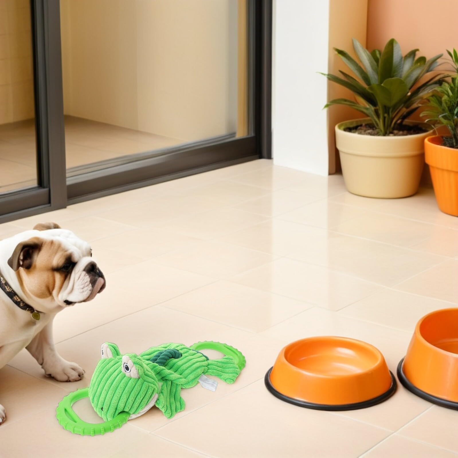 Juguete para Tirar para Perros Pequeños Forma de Rana, Cuerda Resistente para Masticar y Limpieza Dental, Juguete Interactivo Indestructible para Entrenamiento en Casa Aire Libre