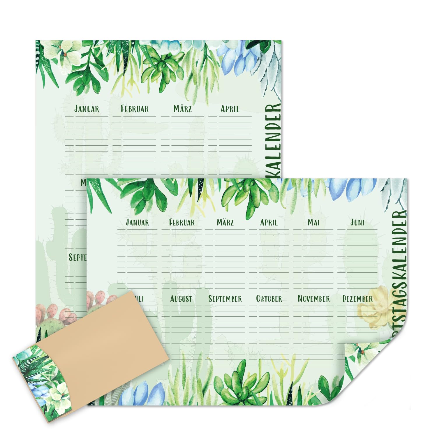 younikat Geburtstagskalender Kaktus Grn I DIN A2 I jahresunabhngig I  Dauerkalender I Wandkalender quer oder hoch I dv1296 : Amazon.de:  Brobedarf & Schreibwaren