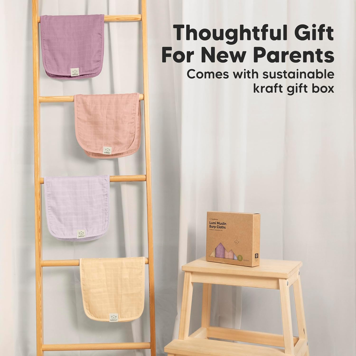 KeaBabies Cotton Muslin Burp Cloths Baby Boy, Girl - 5-Pack Soft & Absorbent Burping Cloth for Babies, Large Baby Towels & Washcloths for Newborn, Spit Up Rags, No Shrink, 20x10" (Flora Dew) - Image 8