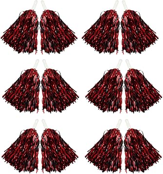 Hooshing 12/24/100PCS Pom Poms Cheerleading Metallic Foil Cheer Pom Poms with Plastic Handles for Rooters Cheering Squad Team Spirit Sports