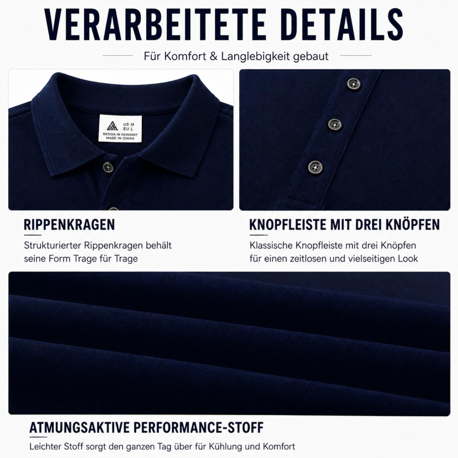 ZITY Lot de 5 Polos Homme Manches Courtes en Polyester, Hauts avec Col et Patte Boutonnée pour Golf, Tennis, Travail et Loisirs