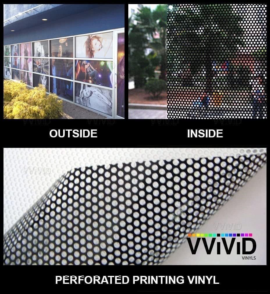 VViViD One Way Perforated Window Vinyl Privacy Wrap Film Roll Decal Sheet DIY Easy to Use Air-Release Adhesive (1.5ft x 54 Inch)