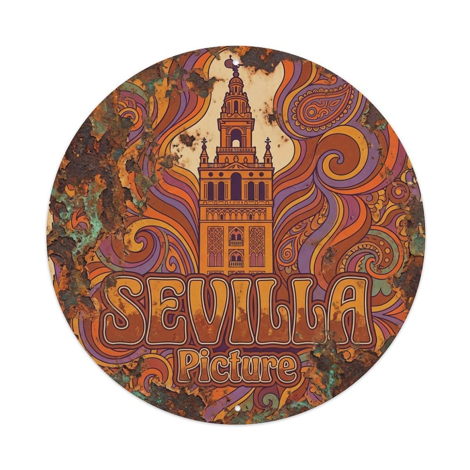 Metal Tin Sign Vintage Travel Seville Spain
