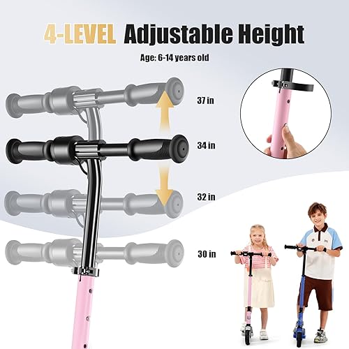 Miniatura 93 de Caroma Patinete eléctrico para niños de 6 a 14 años, motor de 250 W/180 W/150 W y 15 mph, tiempo de conducción de 85 minutos, altura y velocidad