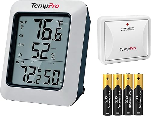 Termómetro humedad monitor con indicador de temperatura y medidor de humedad Thermopro tp60, interior y exterior, digital inalámbrico, alcance 200 ft