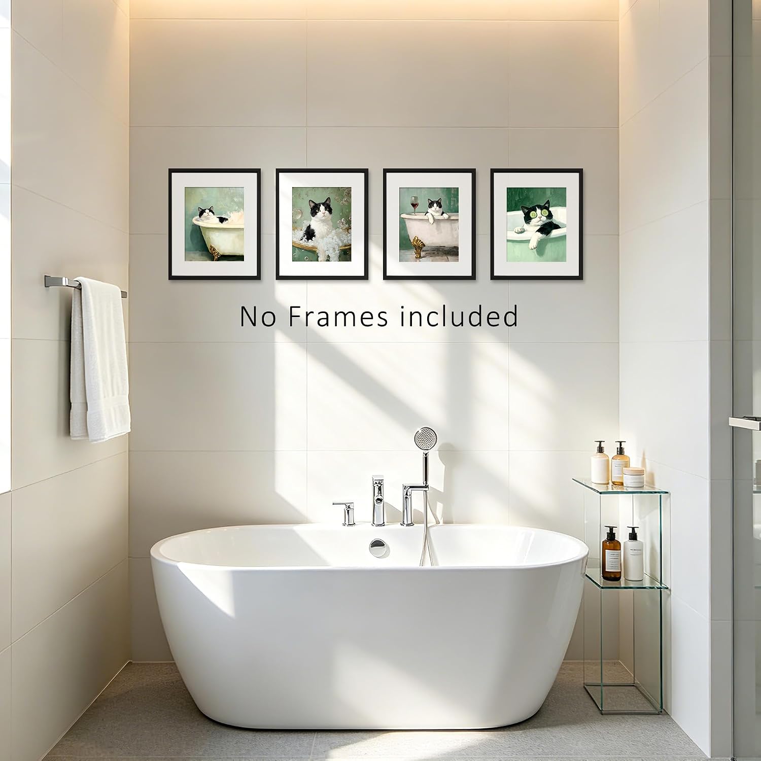 Wagoba Tuxedo Cat Bathroom Wall Art 8x10 Set of 4 Unframed image 4