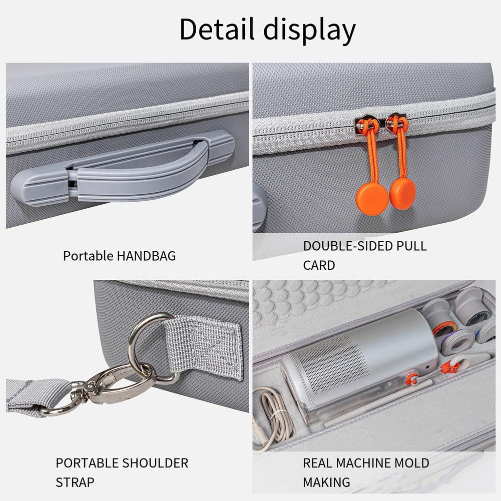 Graue Hartschalen-Tasche für XGIMI MoGo 4 2025 Projektor, PU-Eva-Reisetasche mit passgenauem Futter, tragbare Aufbewahrungsbox für Gerät und Kabel, 44 x 22 x 10 cm