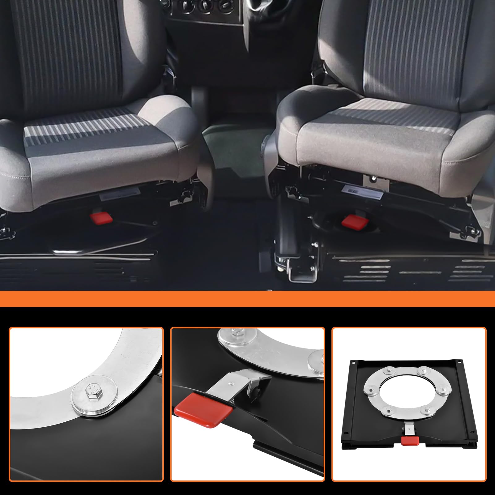 Base de siège pivotant RV, base de siège d'auto pivotant - Base de conversion de siège d'auto pivotant à 360 degrés rotatifs | Plai de charge de charge de 200 kg pivotant pour le conducteur T5 ou le s