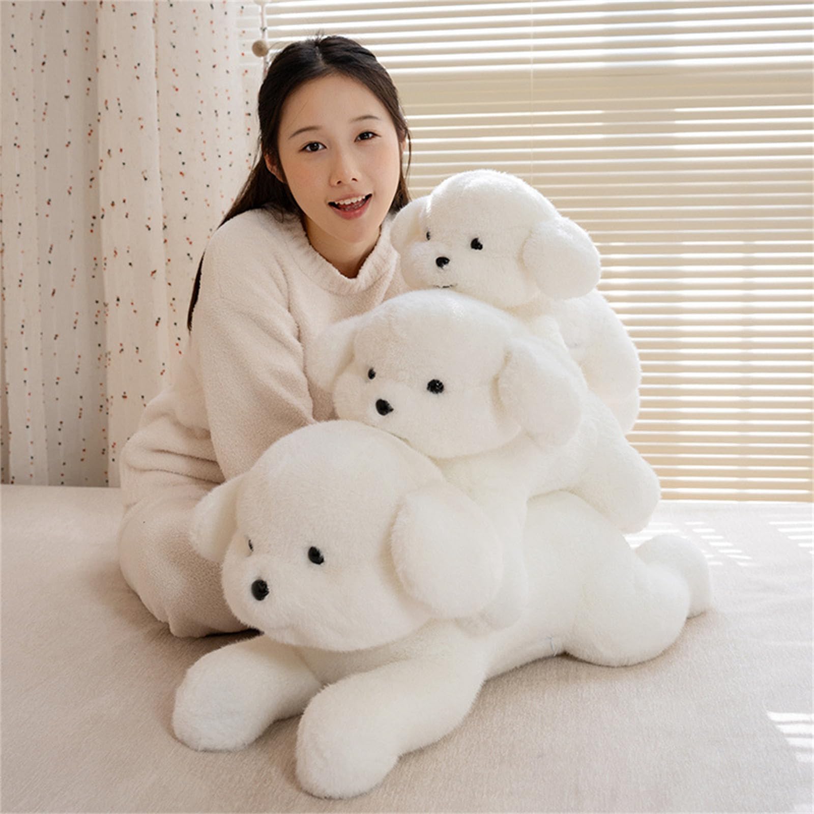 AMOSIJOY Simuliertes Hund Plüschtier Groß Kuscheltier Hund Weiche Flauschige Plüschtiere zum Spielen Kuscheln Geschenk für Jungen Mädchen (75cm,Braun)