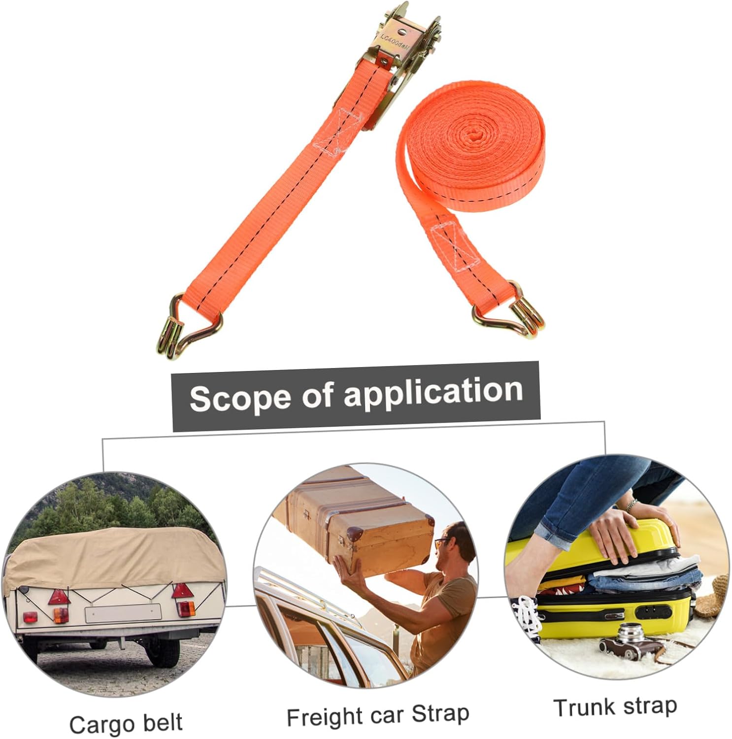 4pcs Heavy Duty Cargo Ratchet Strap with Reinforced Steel Hooks and Wear-Resistant Buckles Wide Polyester Webbing for Truck Hauling and Secure Tie Down