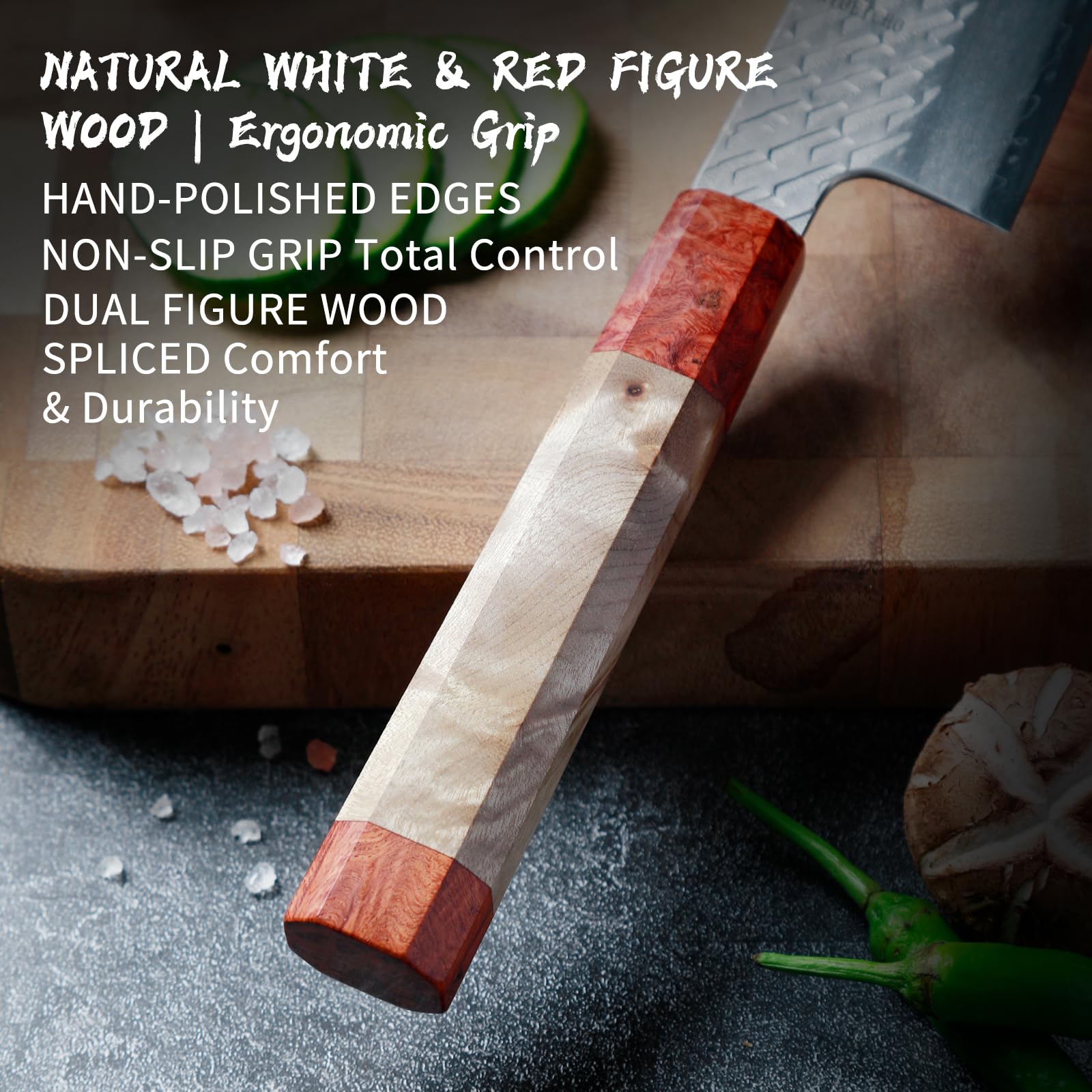 Japanese Chef Knife, 8 Inch Handcrafted 3-Layer SLD Sharp Kitchen Knife — Amazon image 4