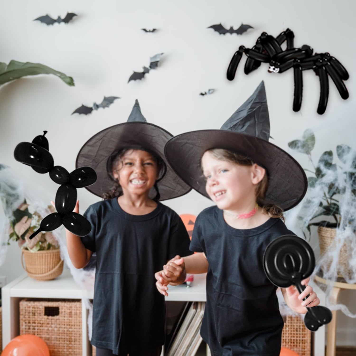 KAWKALSH 260 Black Long Balloons for Balloon Garland Thickening Skinny Latex Twisting Animals Modeling Christmas Birthday Wedding Party Festival Decorations 100pcs