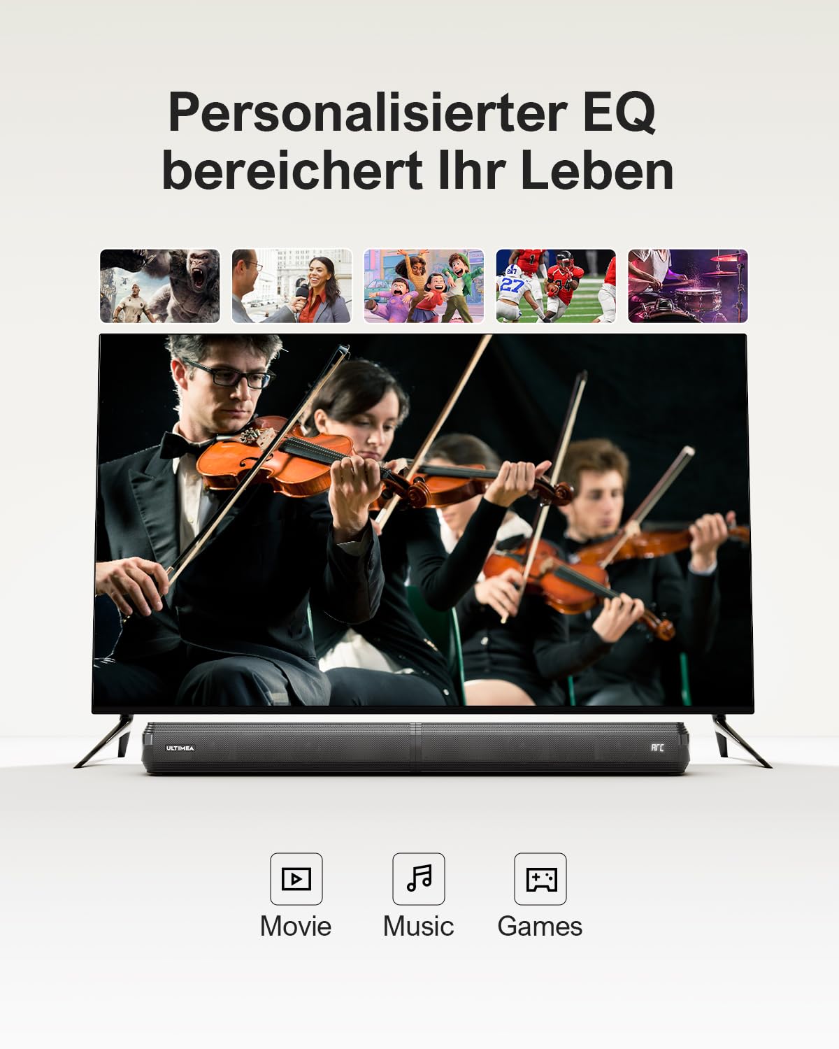 ULTIMEA 2.2 Soundbar für TV Geräte, VoiceMX, App-gesteuerten, 100W Teilbare 2-in-1 TV Soundbar, Center Lautsprecher mit 3 EQ-Modi, Bass Einstellbare, Bluetooth® 5.3, ARC/Opt/Aux, Apollo S40 Pro, 2026