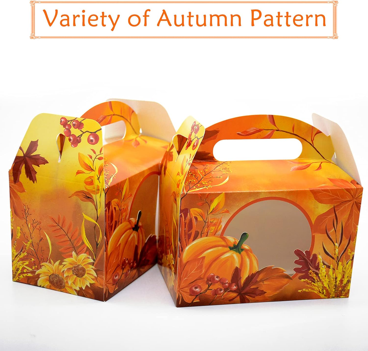 FRIDAY NIGHT Happy Thanksgiving Favor Boxes Fall Harvest Party Leaves Pumpkin Cupcake Box for Treat Candy Goodies (12pcs) (Orange) - Image 5
