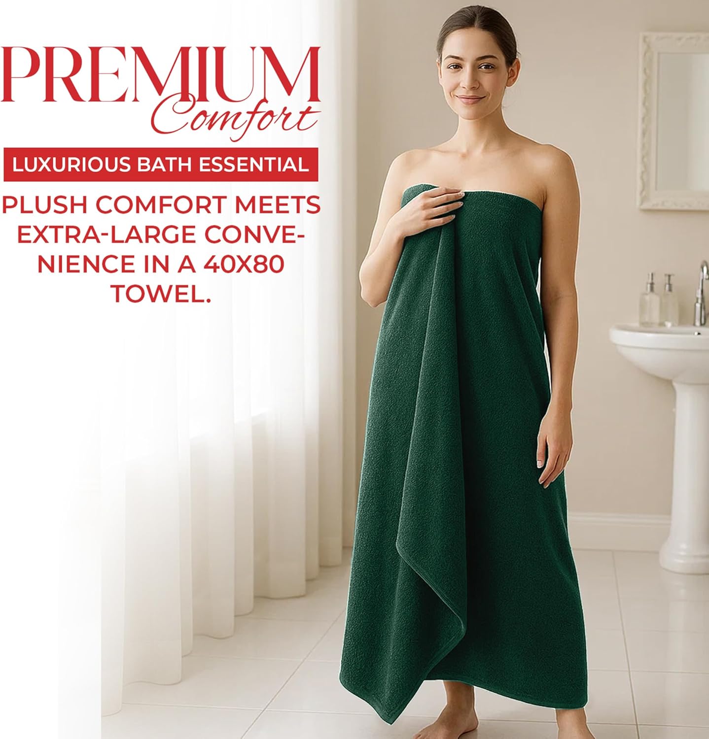 Luxury Oversized Bath Sheet Set – 4-Pack Includes 2 Bath Sheets (35x70) & 2 Extra-Large Bath Sheets (40x80) – Ultra Soft, Absorbent & Durable Cotton Towels