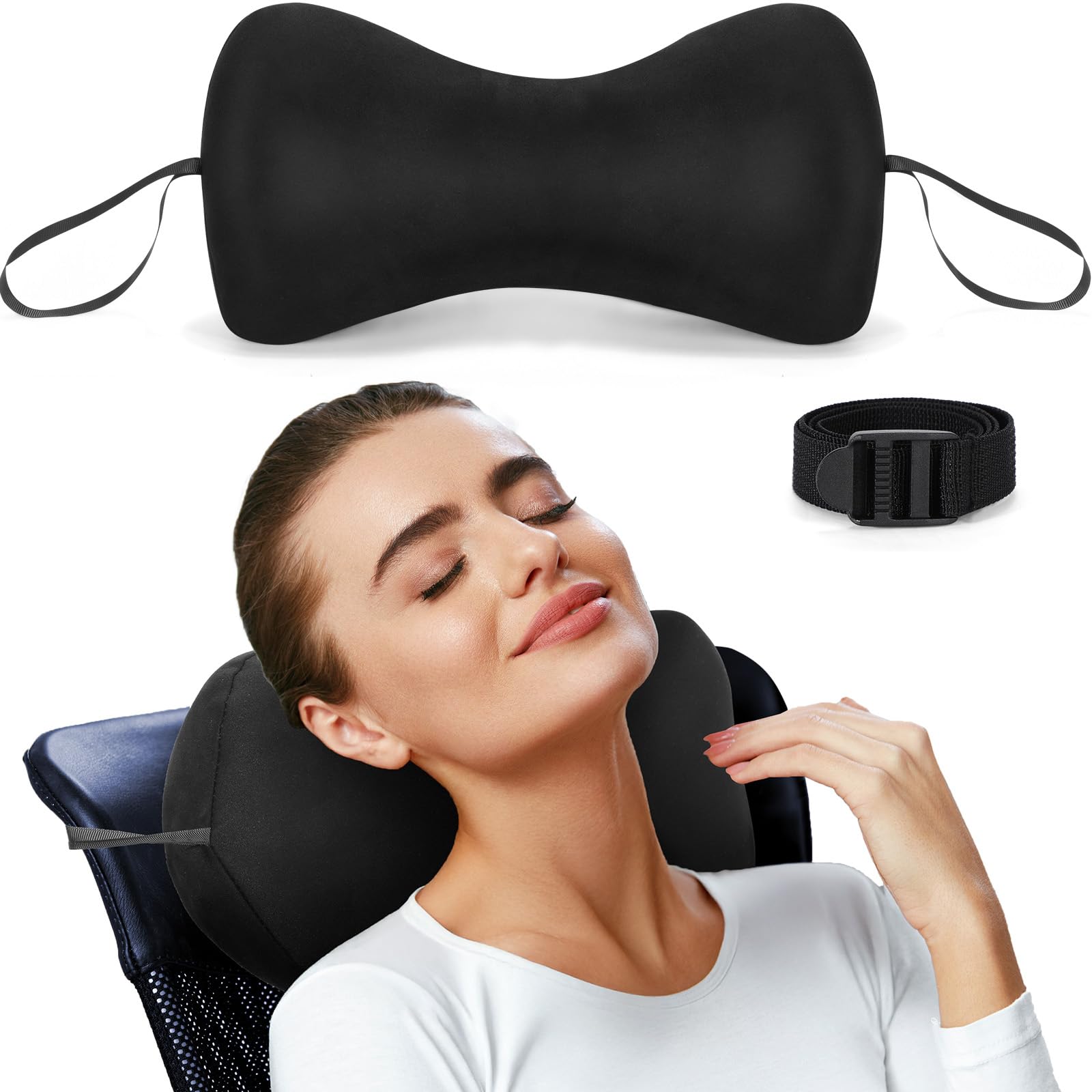 Chunful 1pcs Dog Bone Shaped Chiropractic Neck and Back Pillow for Cervical Support with Adjustable 37 Inches Strap Sofa Lounge Chair Pillow for