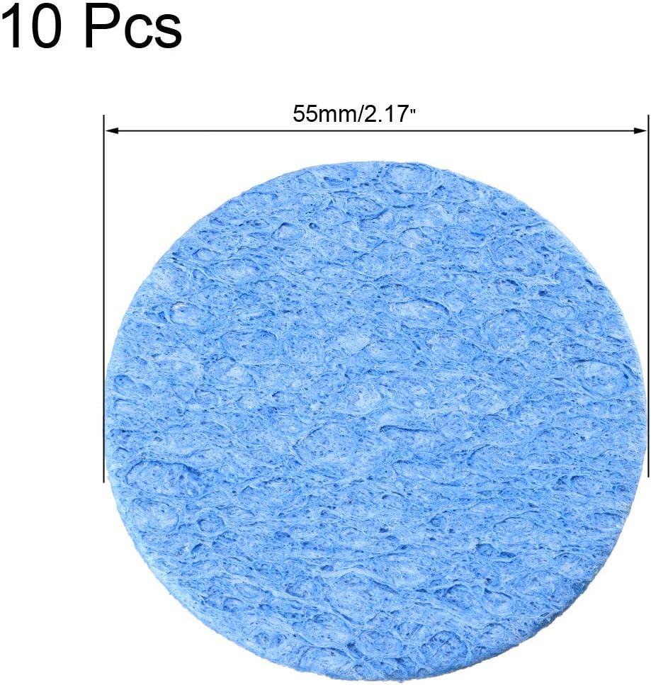 uxcell Soldering Sponge 55x11mm for Iron Tips Cleaner Round Blue 10pcs