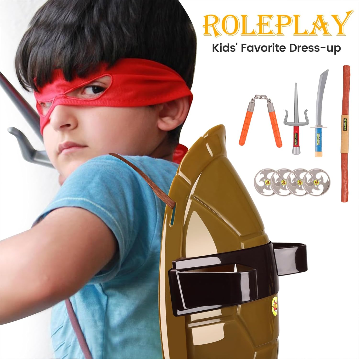 Turtle Shell Boys Toys Role-Playing Turtle Shell Costume, Super Cosplay Costume Cos Dressed Suit for Kids, Kids Halloween Costume for Boys and Girls - Image 5