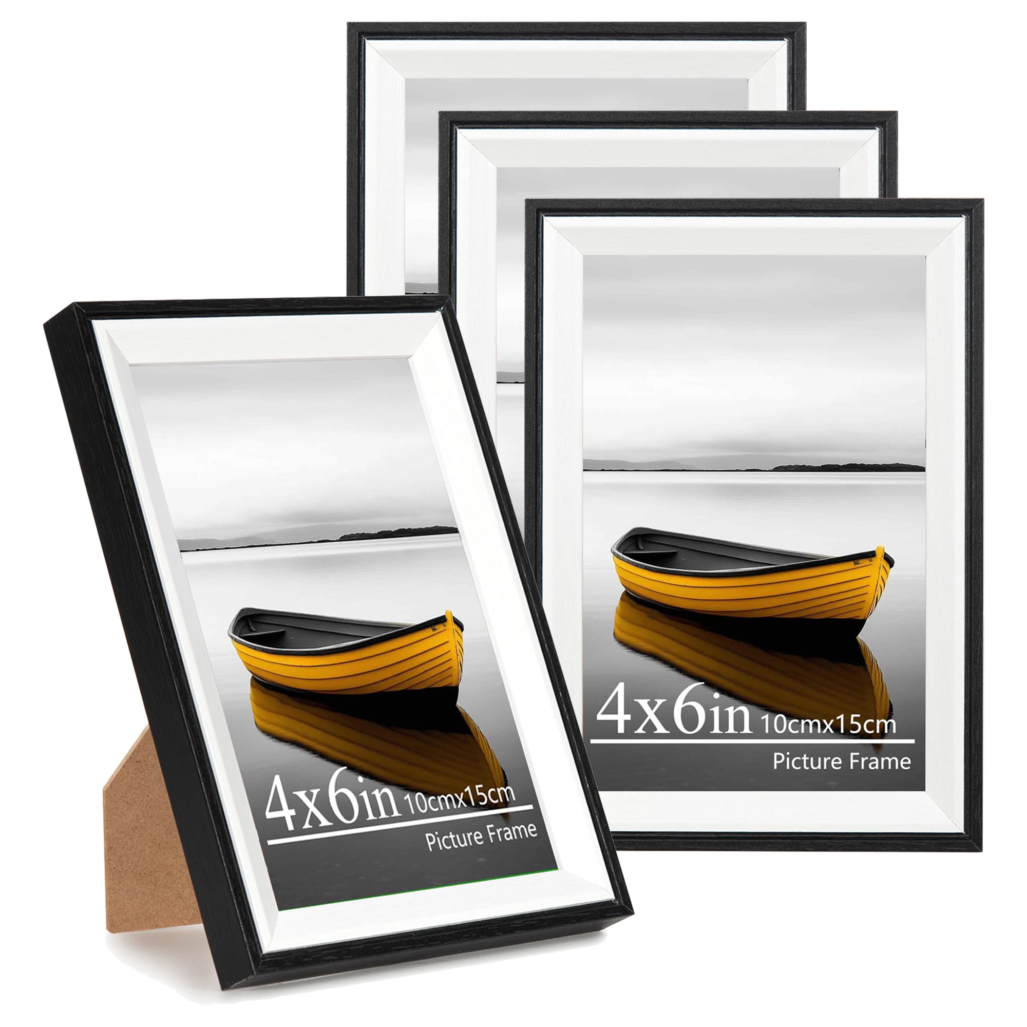 Baoee Black 4X6 White Picture Frame,Set Of 4,Photo Frame With Acrylic Glass,Poster Frame