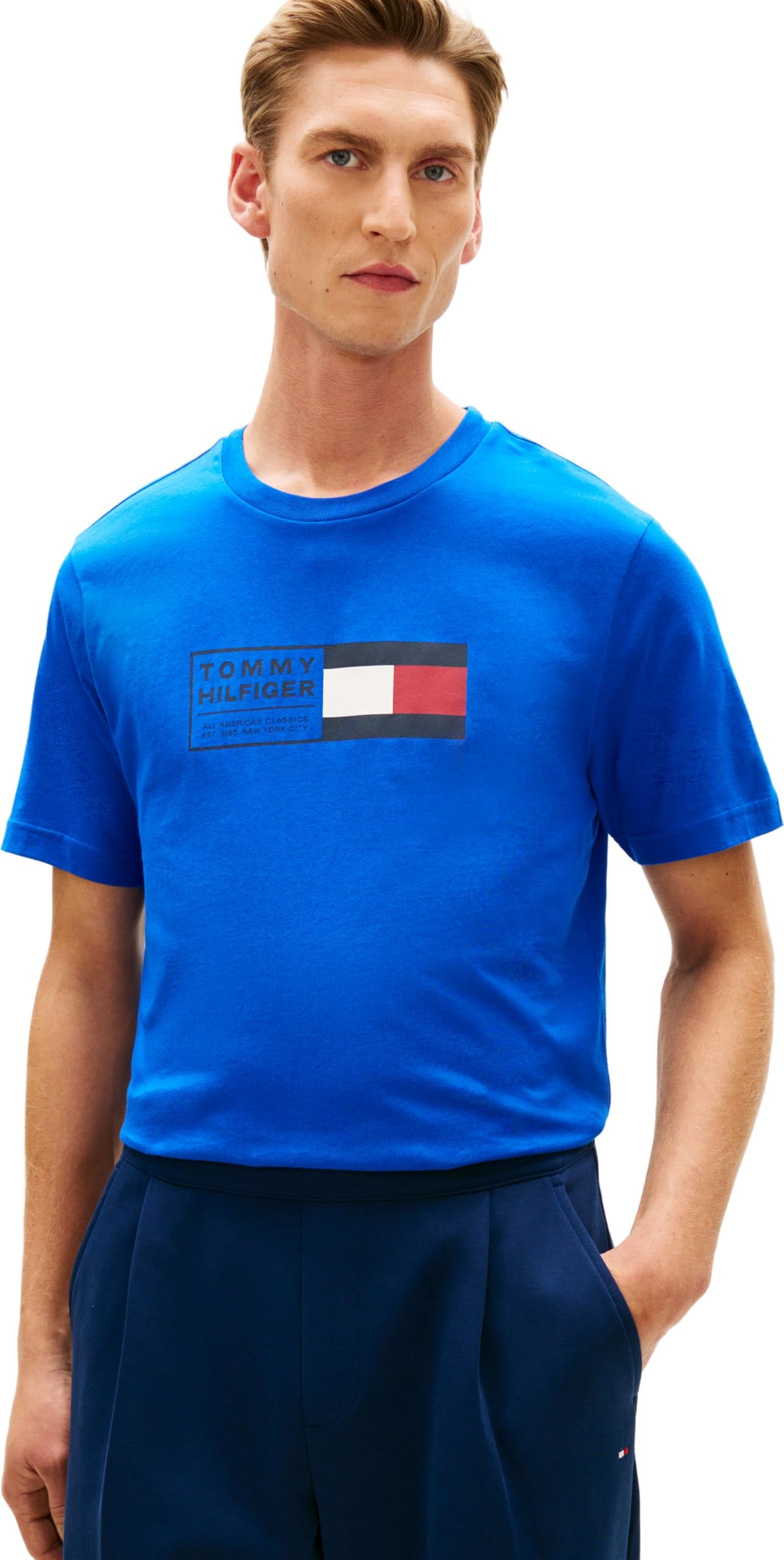 Tommy Hilfiger Men's Brand Love Text Box Tee Mw0mw42366 S/S T-Shirt (Pack of 1)