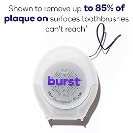 BURST Expanding Dental Floss (Mint Eucalyptus/240 Yards) | Stain Absorbing & Woven Teeth Floss with Xylitol Coating to Fight Cavities | Vegan | Paraben Free Expanding Floss