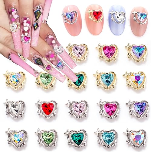 Miniatura 8 de 10 dijes de uñas de Halloween, diseño de calavera de fantasma, corazón con gemas de uñas, divertidos diamantes de imitación de uñas de Halloween