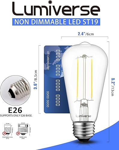 Miniatura 5 de Bombilla LED Edison ST19, 5.5 W (equivalente a 60 W), 500 lúmenes, CRI 95+, no regulable, blanco frío 4000 K, filamento vintage de base media E26,