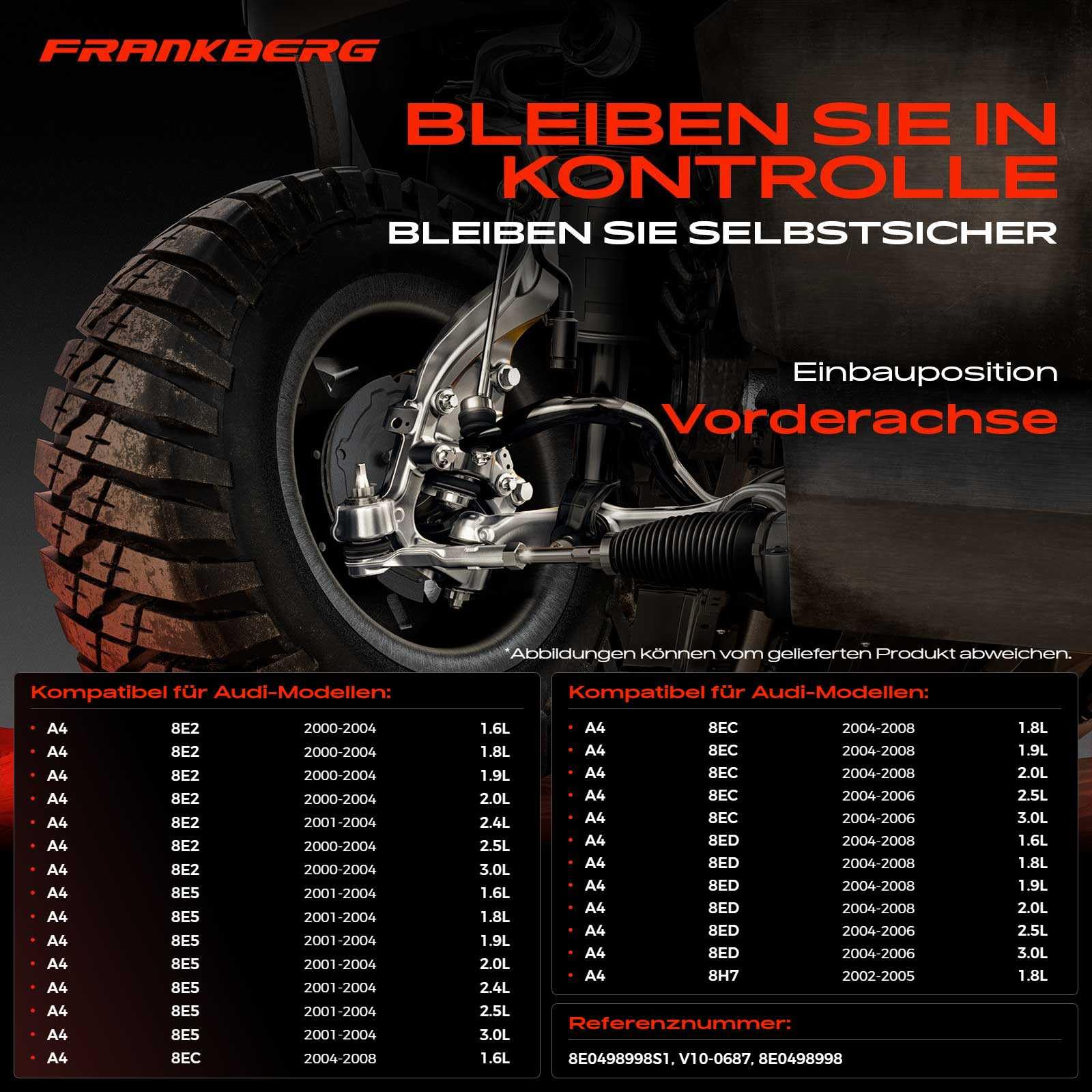 Teste Tirante Anteriore Frankberg | Compatibile Audi A4/A6/Seat Exeo/Skoda Superb | 2 Pezzi Lato Sinistro E Destro