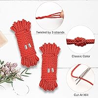 Vista 4 de Cuerda de seda suave, cuerda trenzada agradable a la piel (roja, 32 pies)
